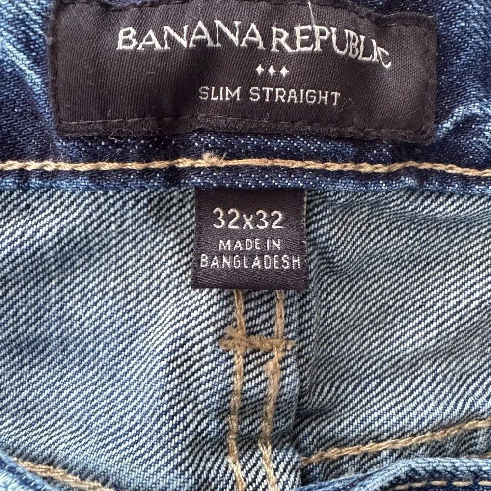 Banana Republic Men's Slim Straight 100% Cotton Denim Jeans Size 32x32